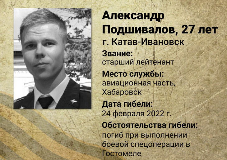 Тело штурмана Александра Подшивалова месяц доставляли на родину с Украины