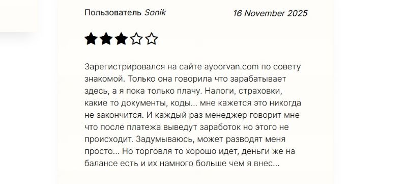 Липовый брокер Ayoorvan — очередная ловушка для трейдеров и инвесторов