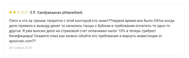 Липовый брокер Ayoorvan — очередная ловушка для трейдеров и инвесторов
