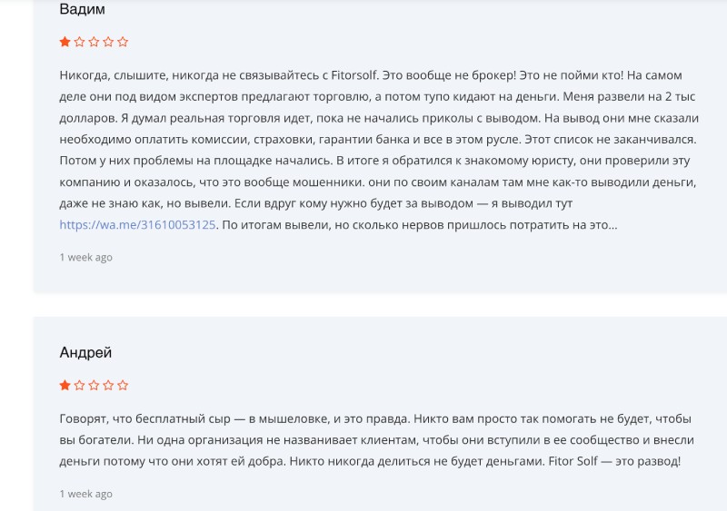 Fitorsolf — мошенническая организация, торговля с которой — это трата времени, нервов и средств