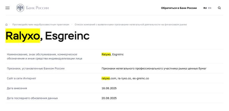 Ralyxo — финансовый лохотрон без реальной торговли и выхода на финансовые рынки