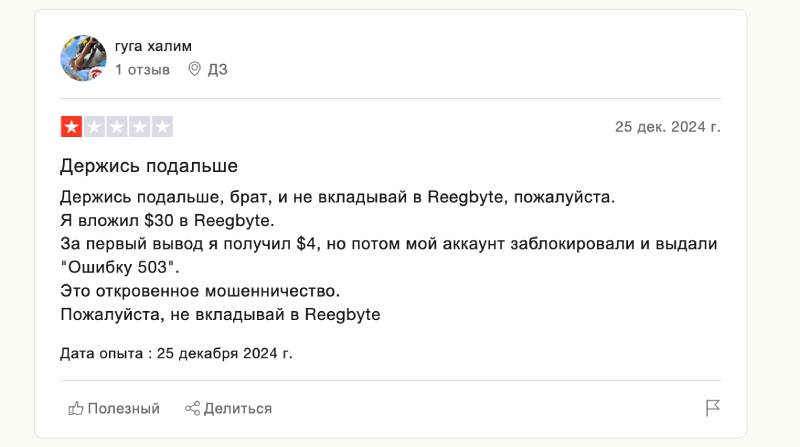 ReegByte — бот для заработков — типичный лохотрон, пирамида, который не выплачивает