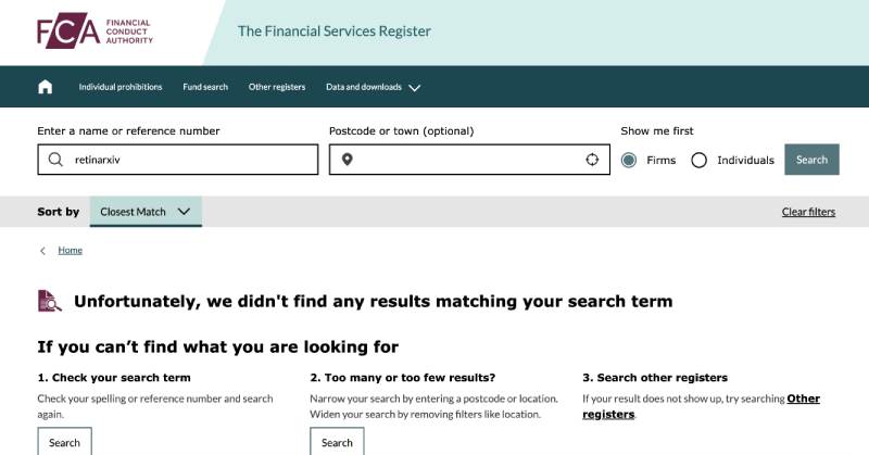 Retinarxiv — типичная ловушка для трейдеров под маской брокера