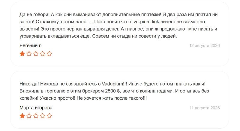 Vadupium — обзор очередного лохотрона от серийных мошенников  