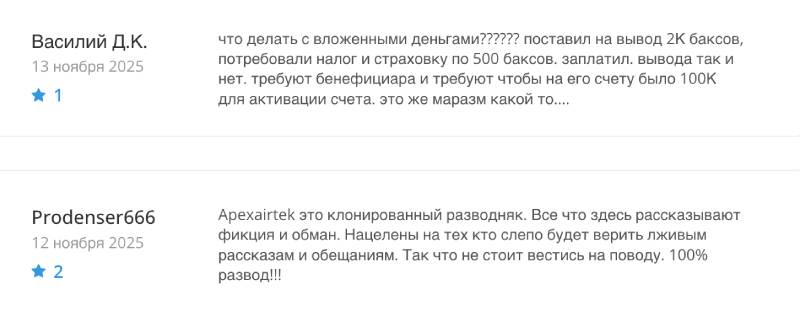 Apexairtek — опасная платформа с фальшивым трейдингом