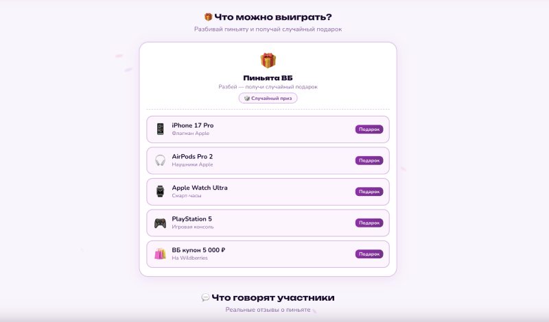 Пиньята ВБ: розыгрыш подарков или схема с платной подпиской?