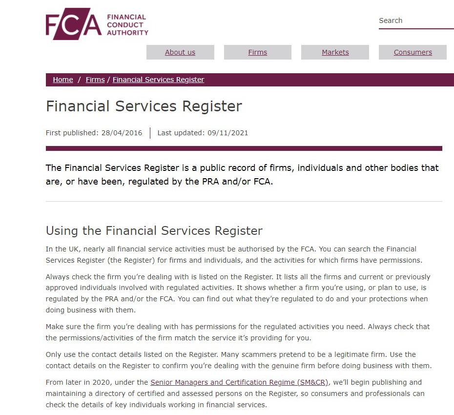 Регулятор FCA (Financial Conduct Authority) 