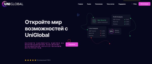 Uni Global — клонированная шарашка, с лицензией от фейкового регулятора ...